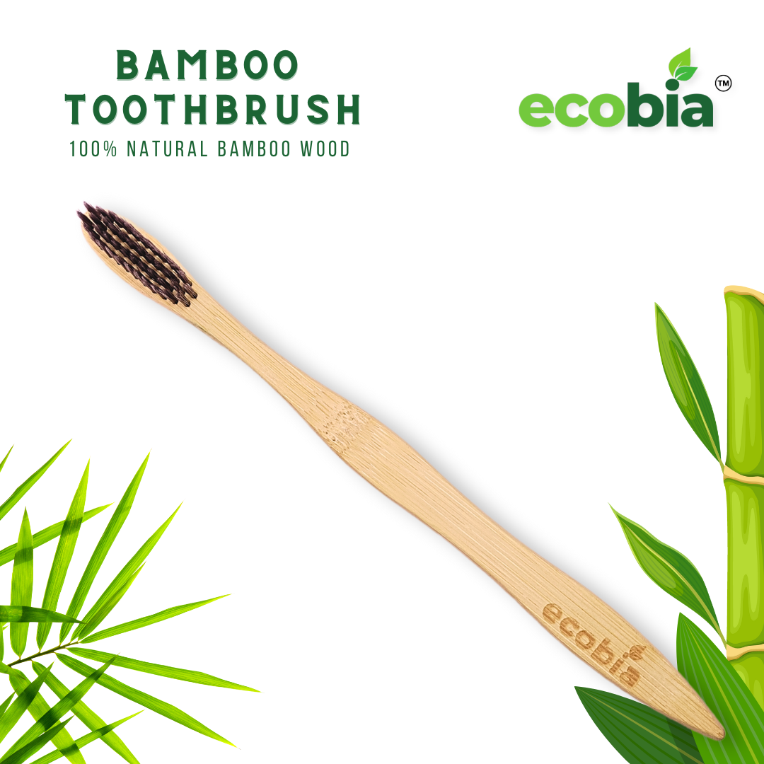 Bamboo Toothbrush With Charcoal Infused Bristles – S Shape – Ecobia